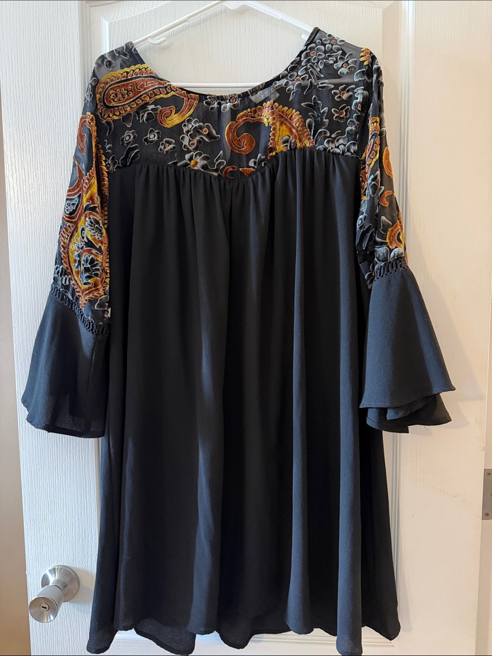 Umgee Black Paisley Velour Dress